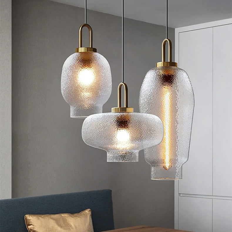 Clear Frosted Glass Pendant Light for Kitchen - Cueteks