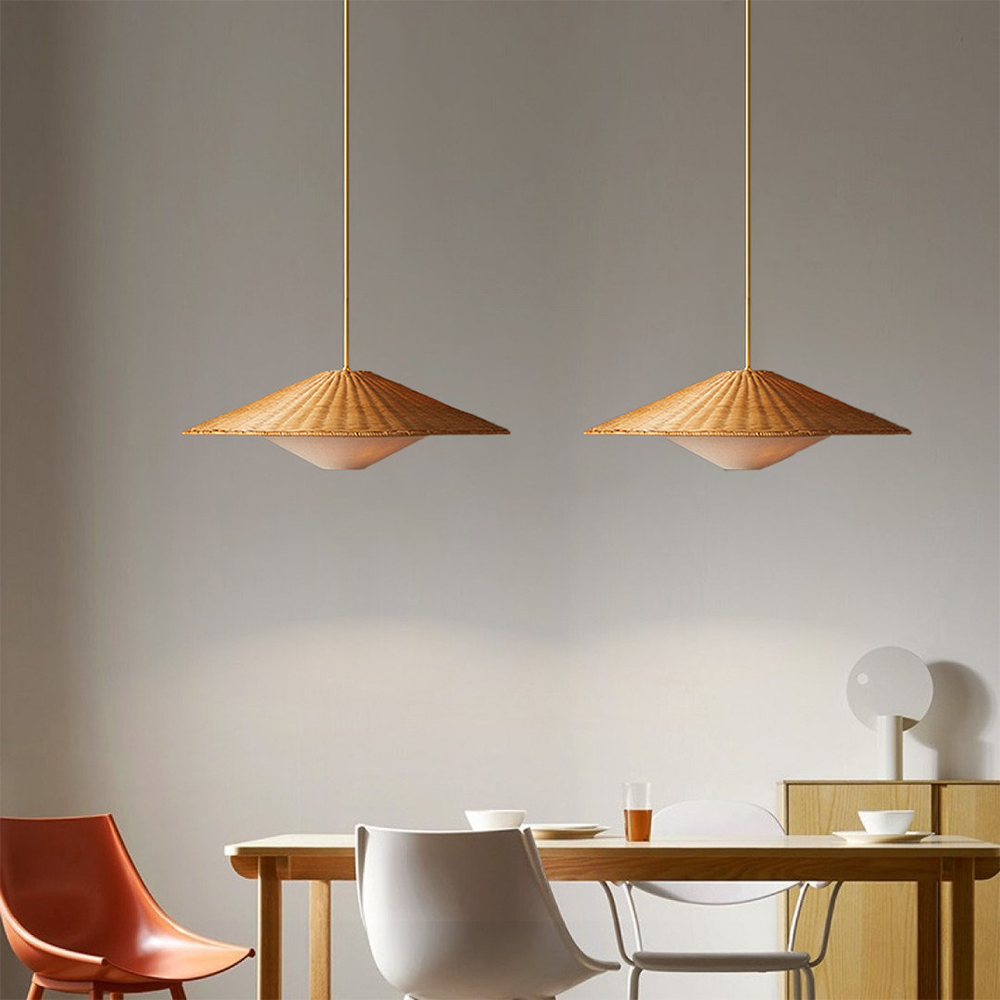 Retro Rattan Handwoven Zen Pendant Light - Cueteks