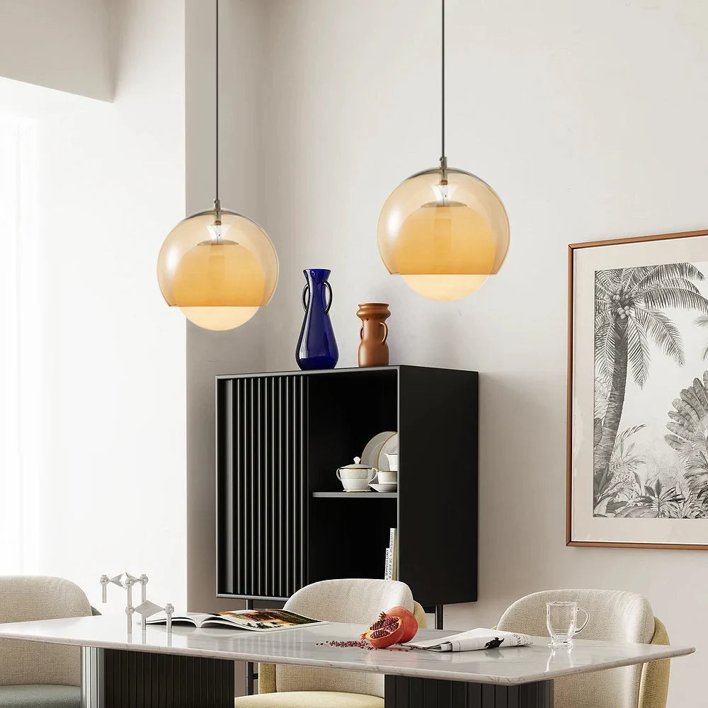 Vintage Orange Bauhaus Glass Pendant Light - Cueteks