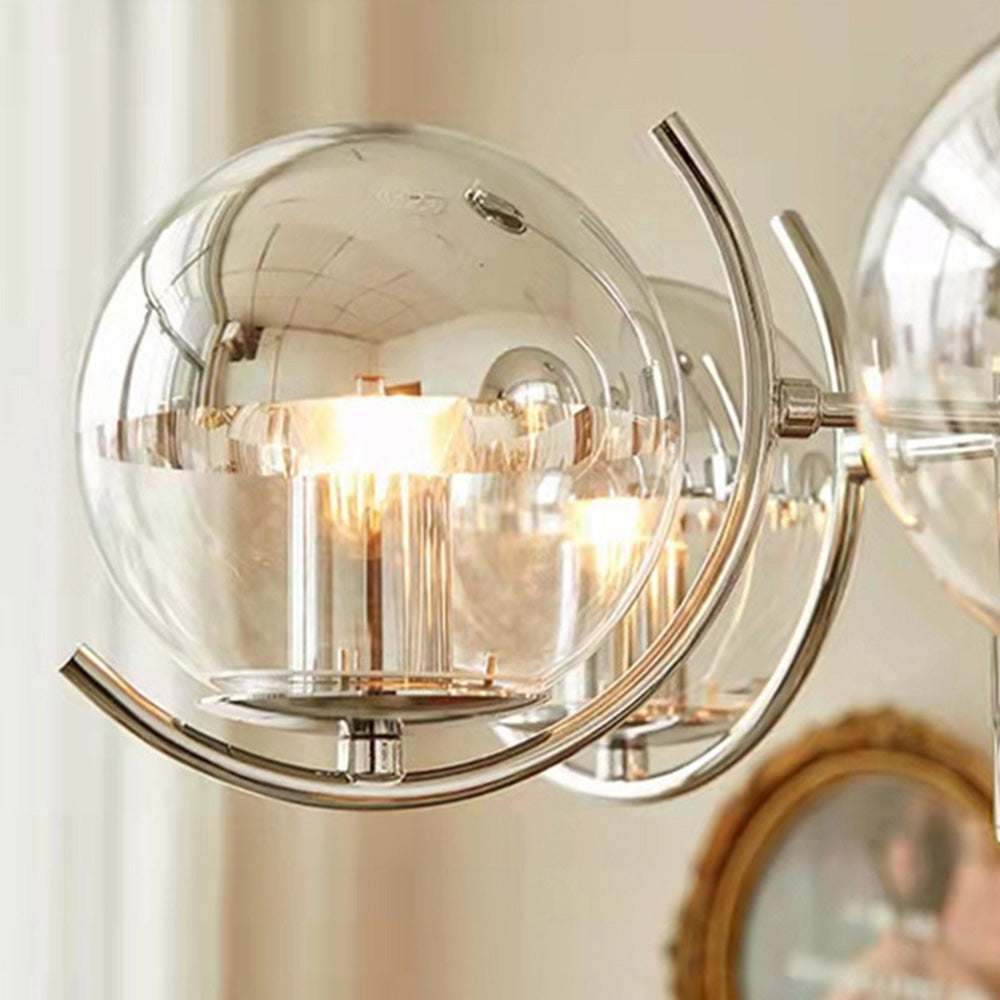 Modern Silver Glass Space Ball Chandelier - Cueteks