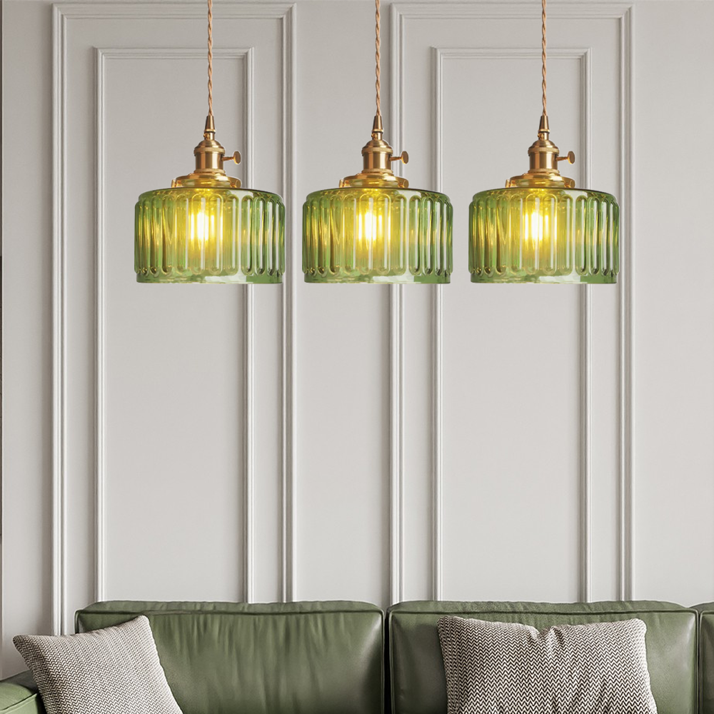 Vintage Stunning Cylinder Glass Pendant Light - Cueteks