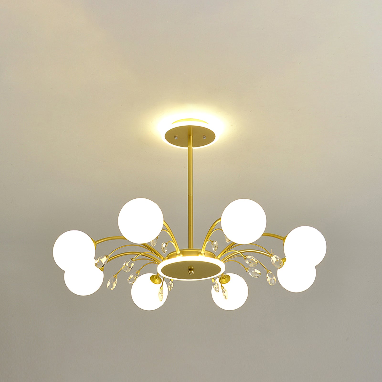 Luxurious Gold Glass Raindrop Chandeliers - Cueteks