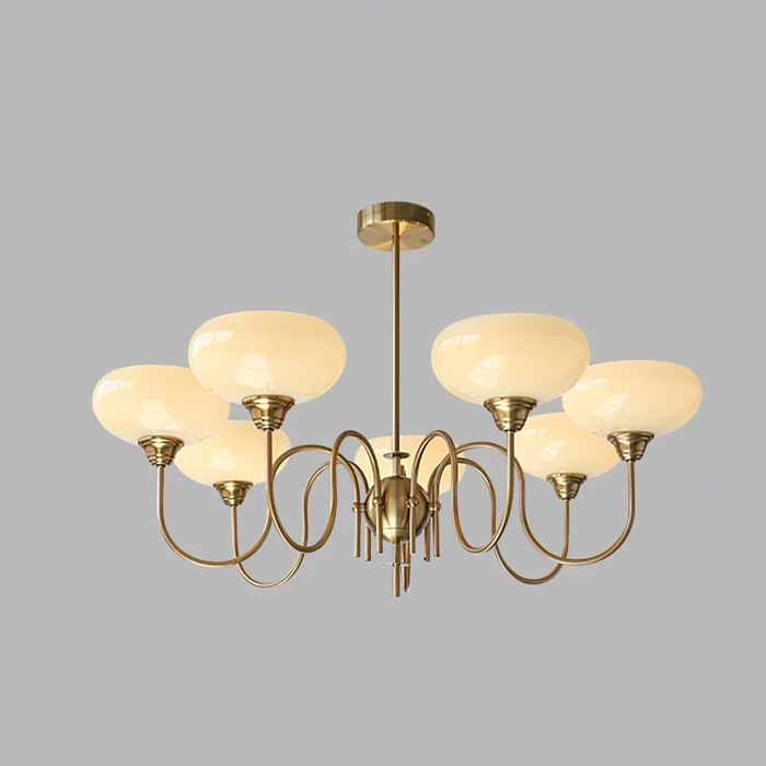 Vintage Creamy Persimmon Glass Chandelier - Cueteks