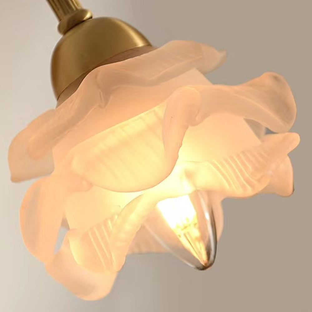 Retro Flower Petal Glass Wall Lamp Copper Wall Light - Cueteks