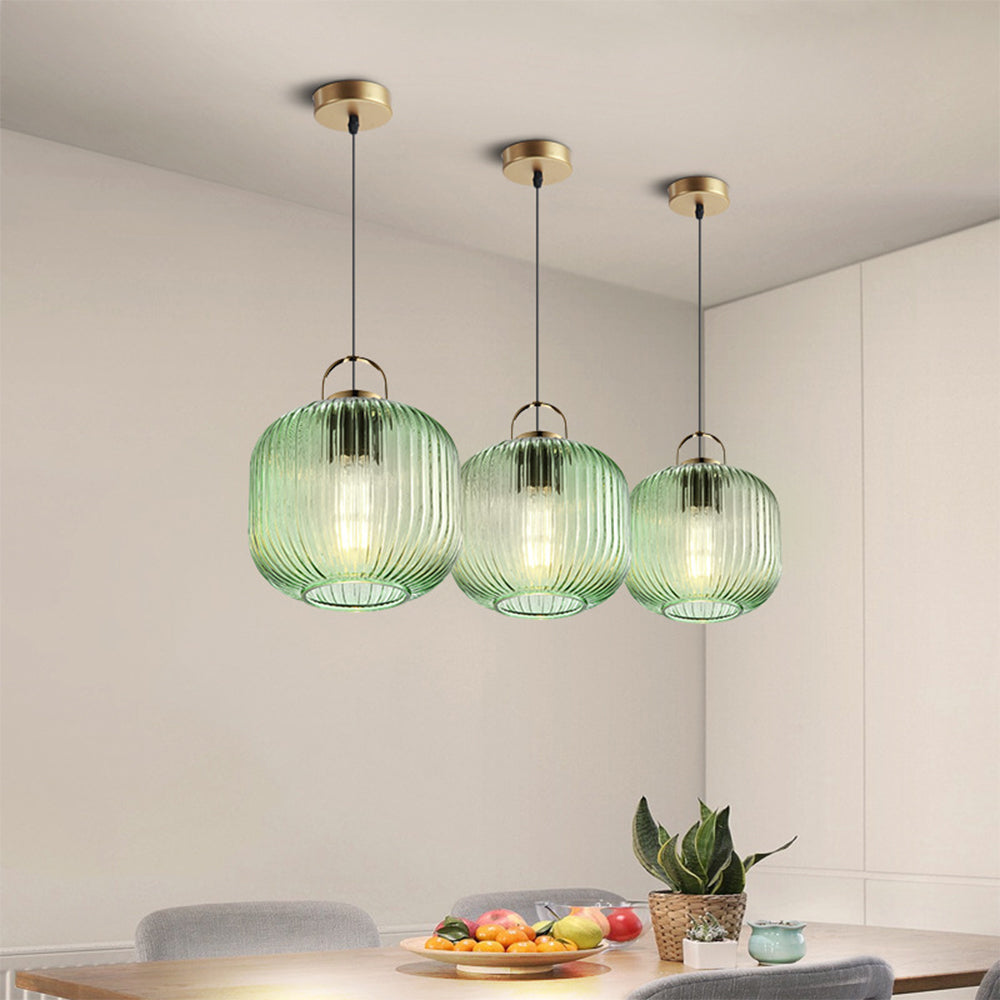 Retro Green Lantern Glass Pendant Lamp - Cueteks