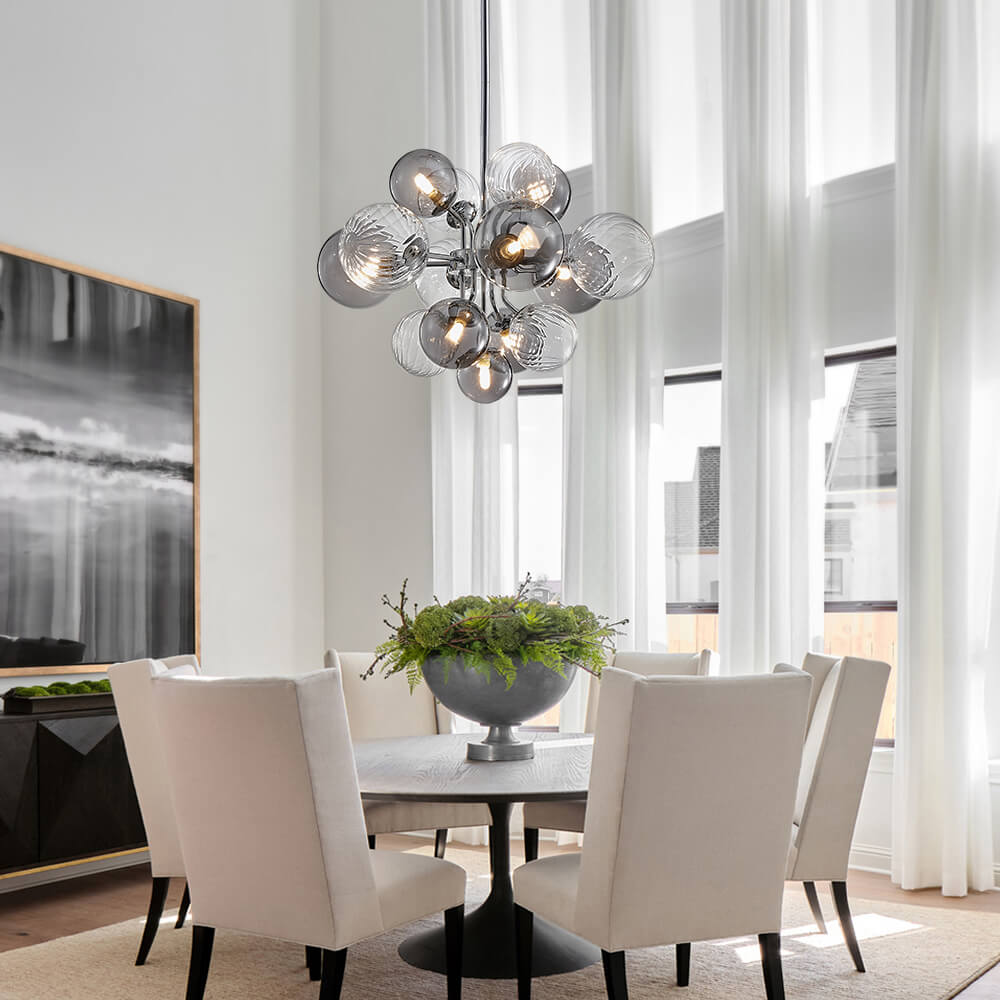 Contemporary Designer Cluster Bubble Glass Chandelier - Cueteks