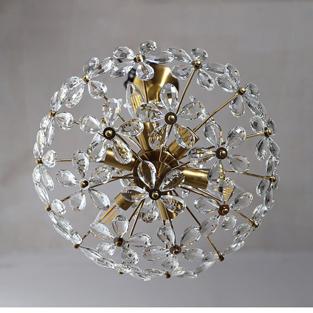 Luxury Crystal Bouquet Brass Chandeliers - Cueteks