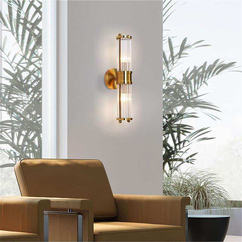 Modern Brass Gold Crystal Wall Sconce - Cueteks
