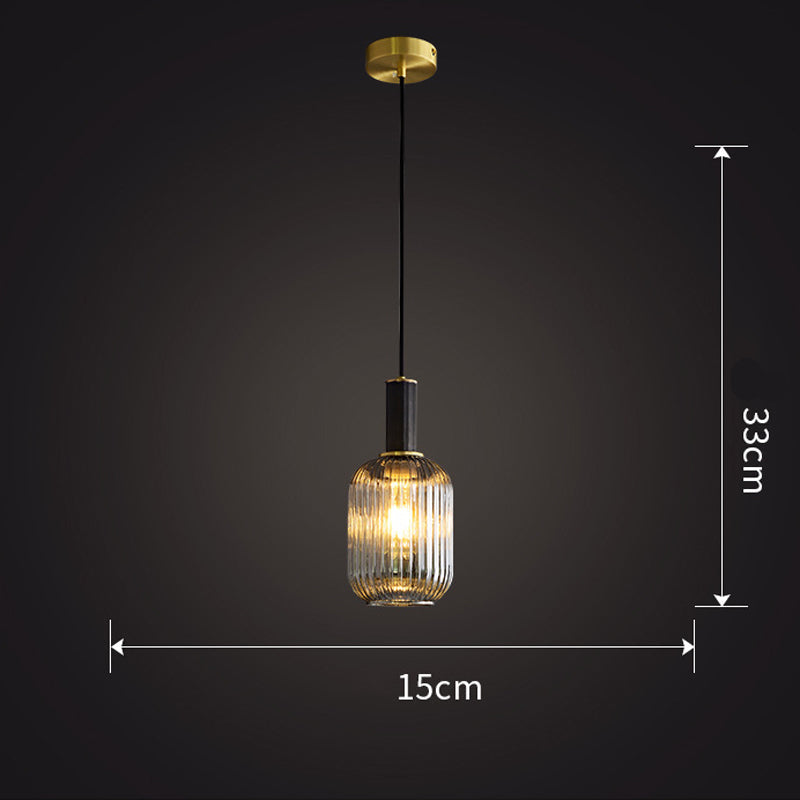 Modern Oval Ribbed Glass Pendant Light - Cueteks