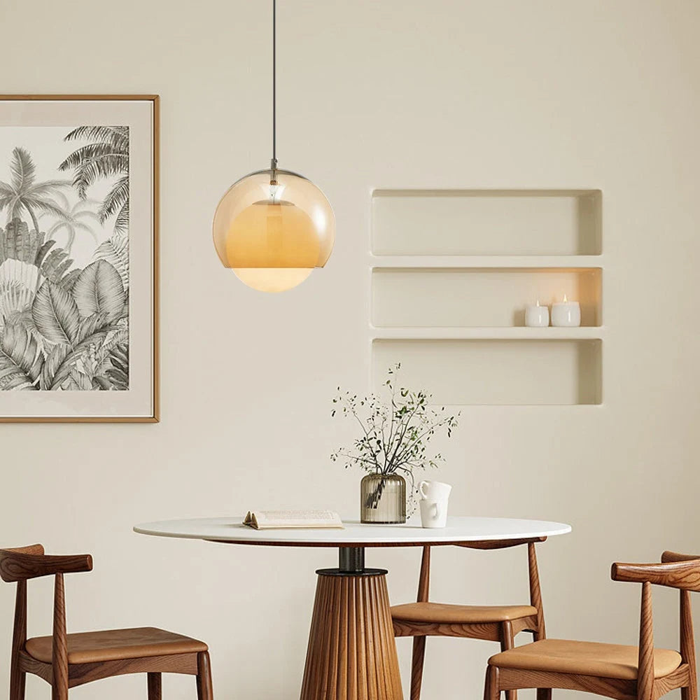 Vintage Orange Bauhaus Glass Pendant Light - Cueteks