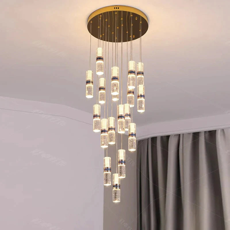 Luxury Crystal Staircase Long Chandelier - Cueteks