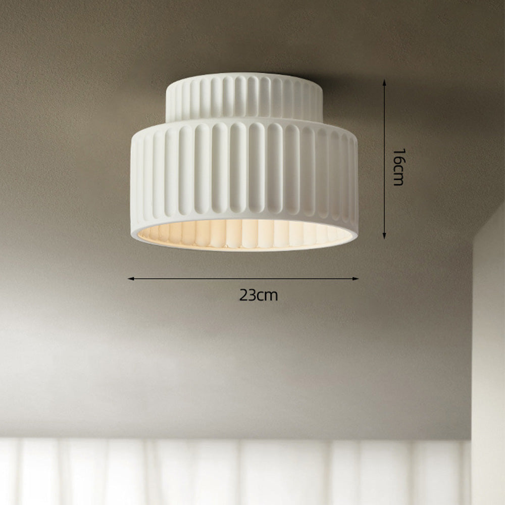 Vintage Cream Style Drum Semi Flush Mount Ceiling Lamp - Cueteks