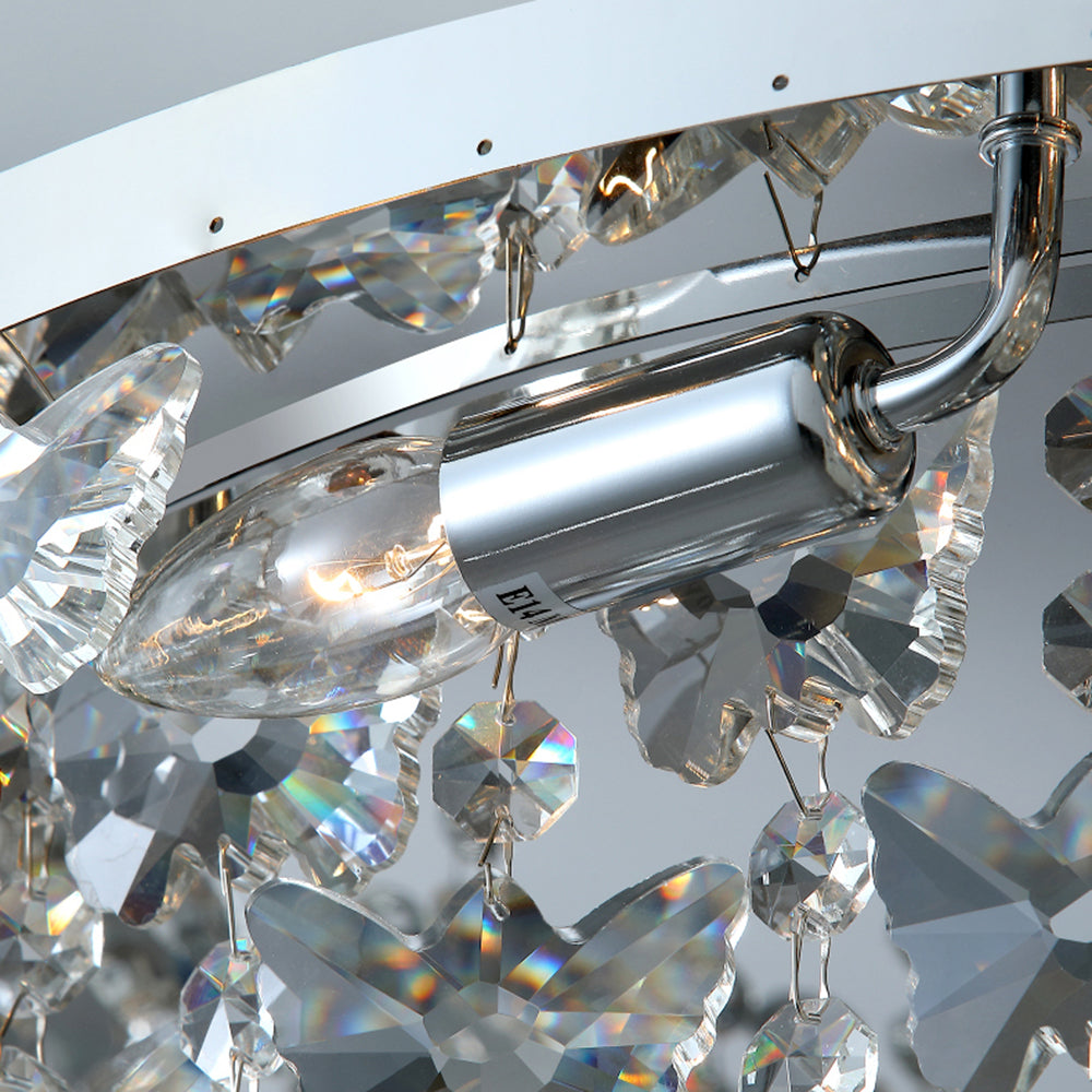 Luxury Crystal Chrome Flush Ceiling Light - Cueteks