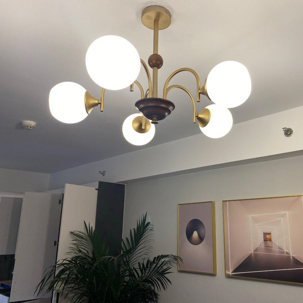 Contemporary Cream Ribbed Glass Chandelier - Cueteks