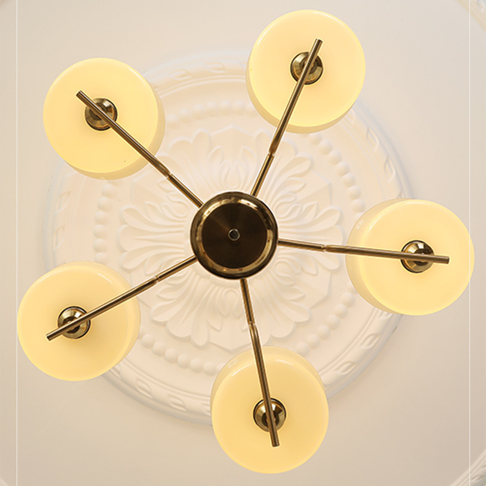 Nordic Belue Brass Glass Chandelier For Dining Room - Cueteks