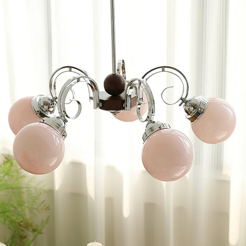 Vintage Kotter Cream Glass Chandelier - Cueteks