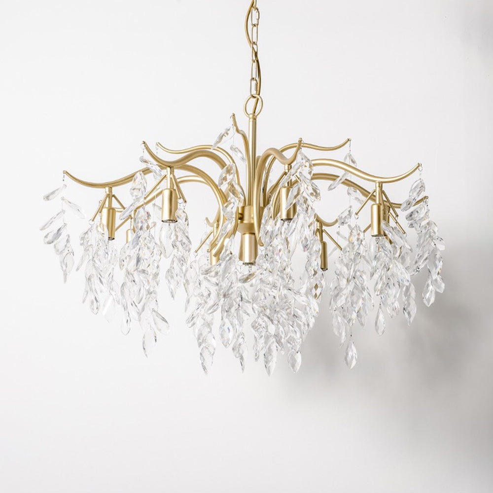 Modern Large Crystal Gold Tiered Dining Room Chandelier - Cueteks