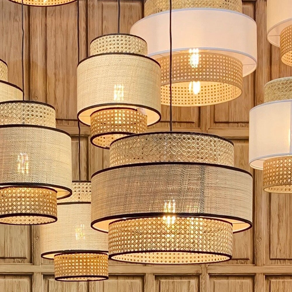 Ritta Pendelleuchte dreilagig, Rattan, ∅30/40/60cm - Cueteks