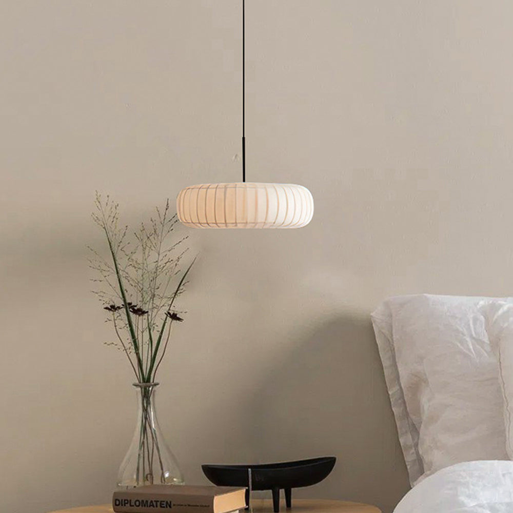 White Fabric Hanging Light Pumpkin Shape Pendant Light - Cueteks