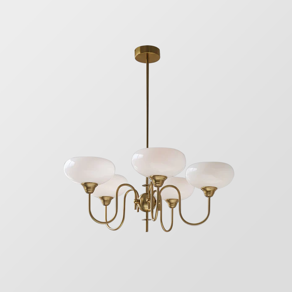 Vintage Creamy Persimmon Glass Chandelier - Cueteks