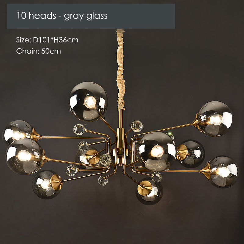 Gold Glass Modern LED chandelier - Cueteks