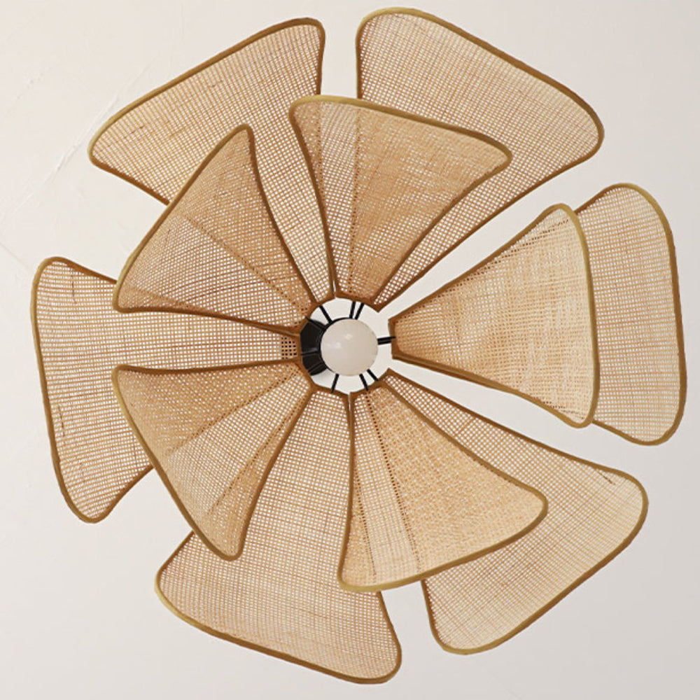 Rattan Petal Rustic Lamp Shade Pendant Light - Cueteks