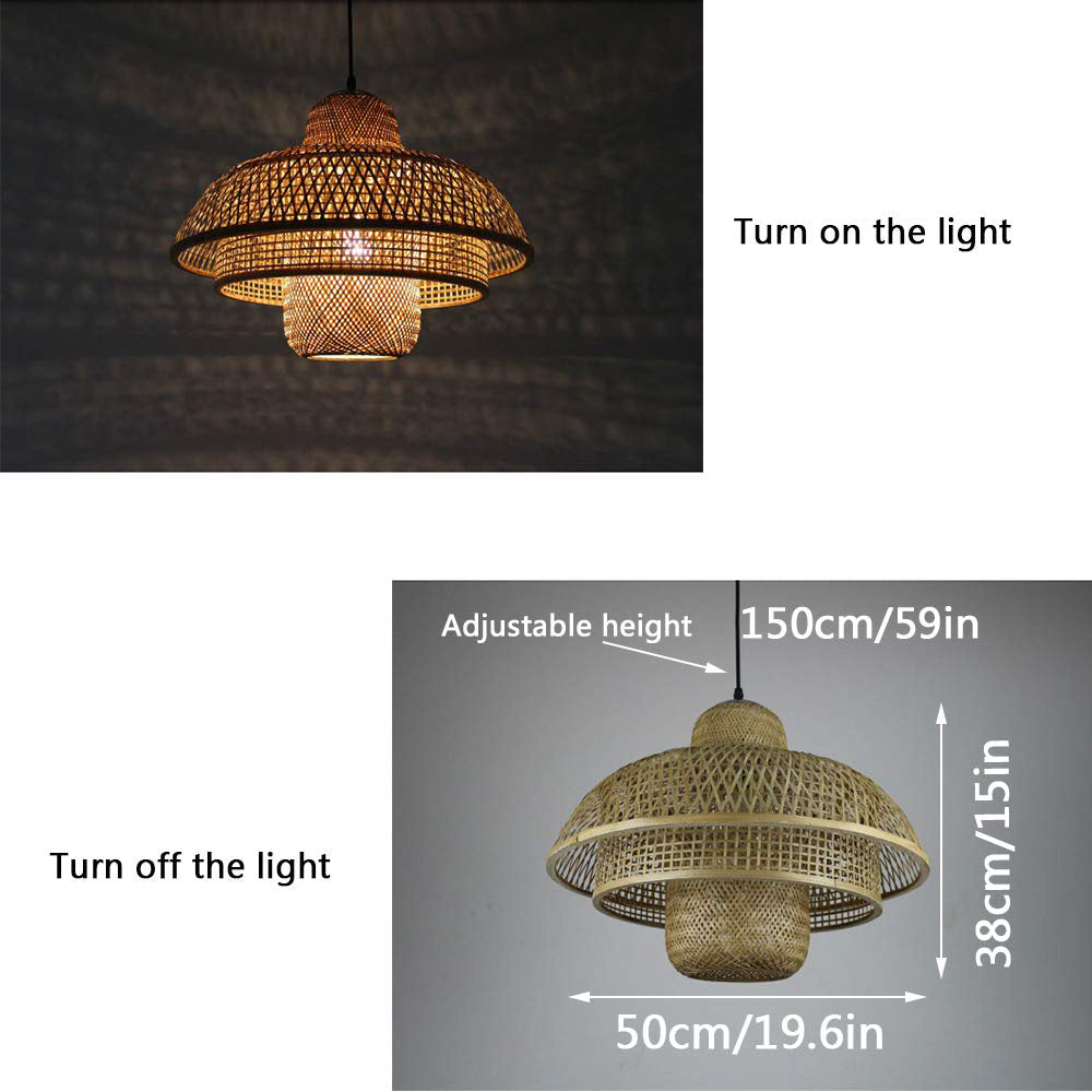Modern Rattan Dome Latern Pendant Light For Living Room - Cueteks