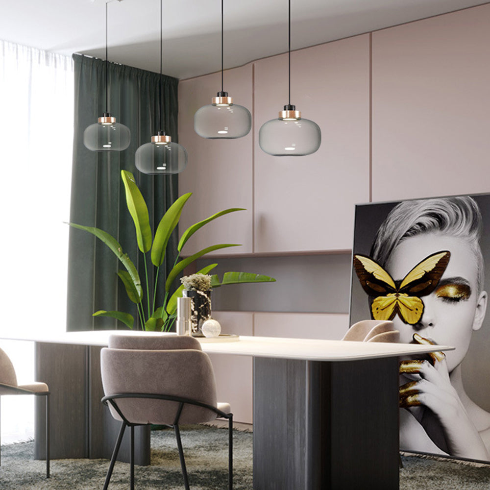 Minimalist Glass Smoke Gray Pendant Light - Cueteks