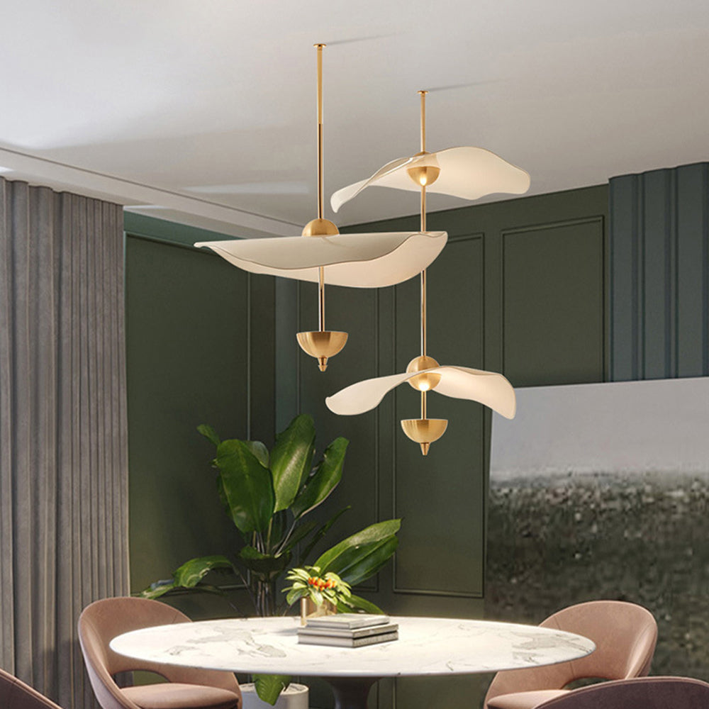 Art Deco Gold Metal Lotus Led Light Fixtures Chandeliers - Cueteks