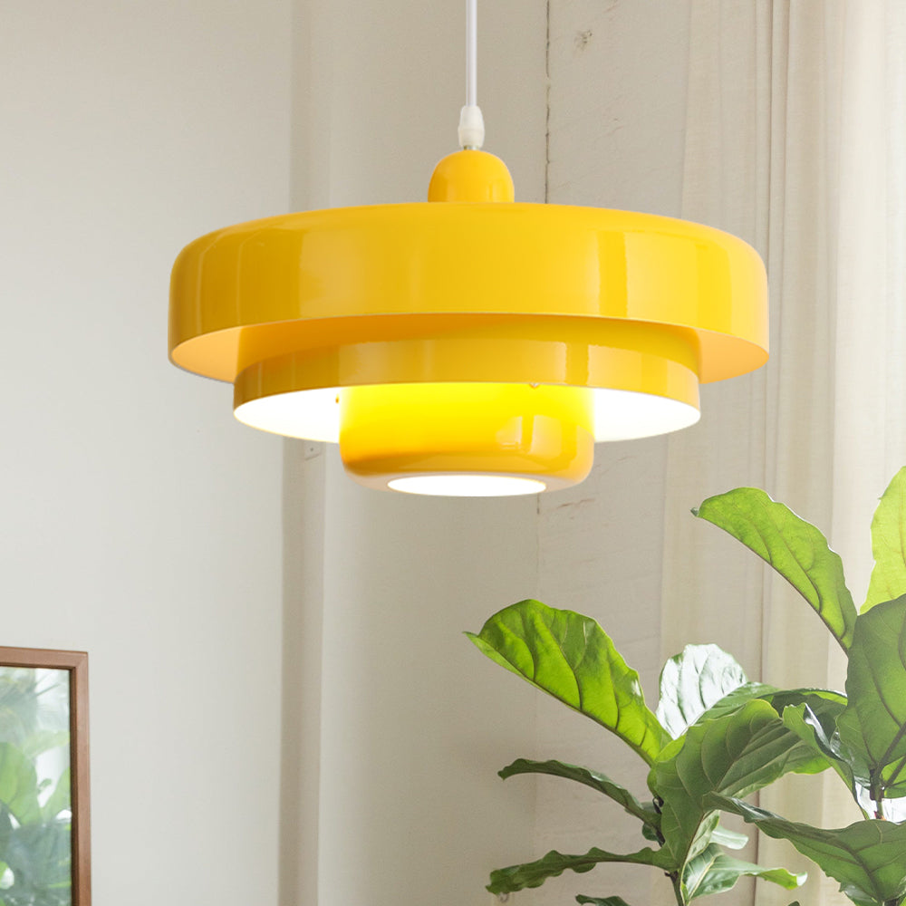 Mid-century Single Head Medieval Iron Round Pendant Light - Cueteks