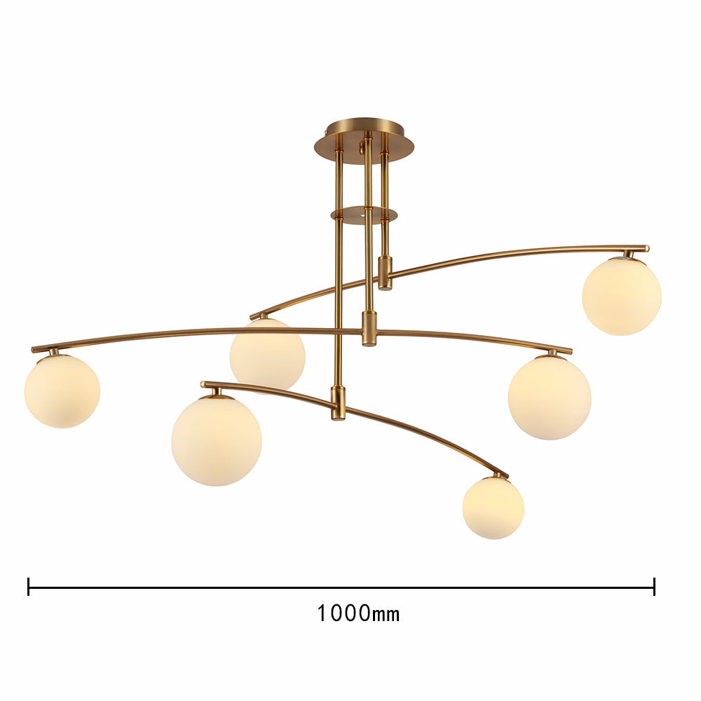 Modern Nordic Glass Ball Semi Flush Chandelier - Cueteks