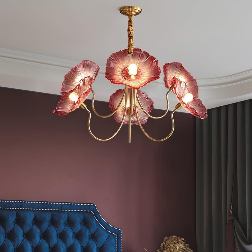 Modern Lotus Leaf Glass Living Room Chandelier - Cueteks