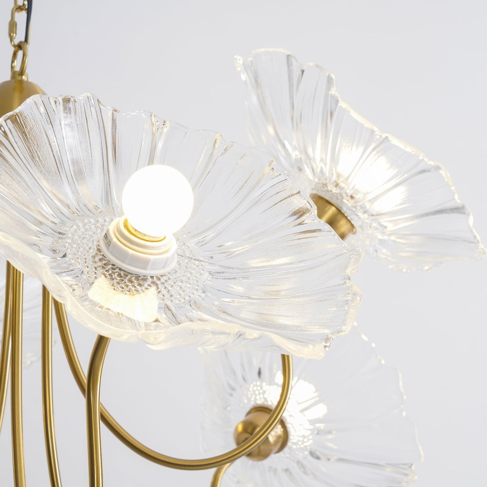 Modern Lotus Leaf Glass Living Room Chandelier - Cueteks