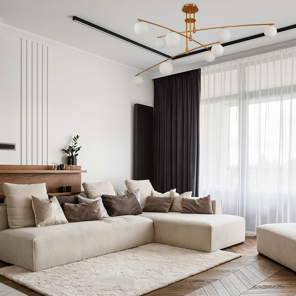 Modern Nordic Glass Ball Semi Flush Chandelier - Cueteks