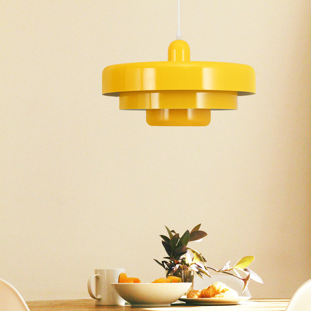 Mid-century Single Head Medieval Iron Round Pendant Light - Cueteks