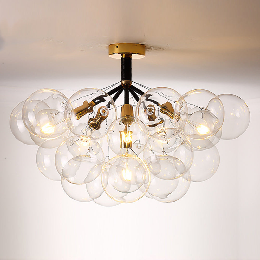 Modern Semi Flush Mount Ceiling Light Glass Bubble  Chandelier - Cueteks