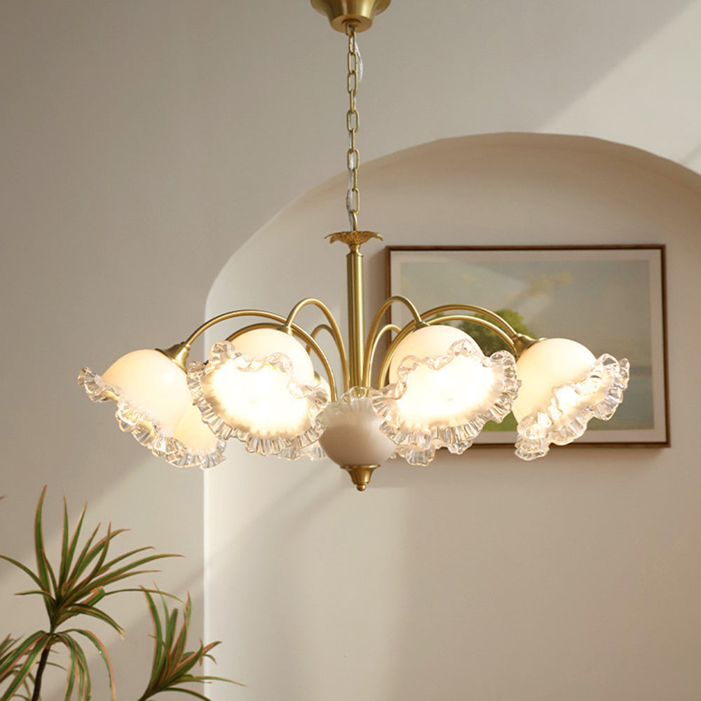 Large Flower Shape Copper Ceiling Chandelier - Cueteks