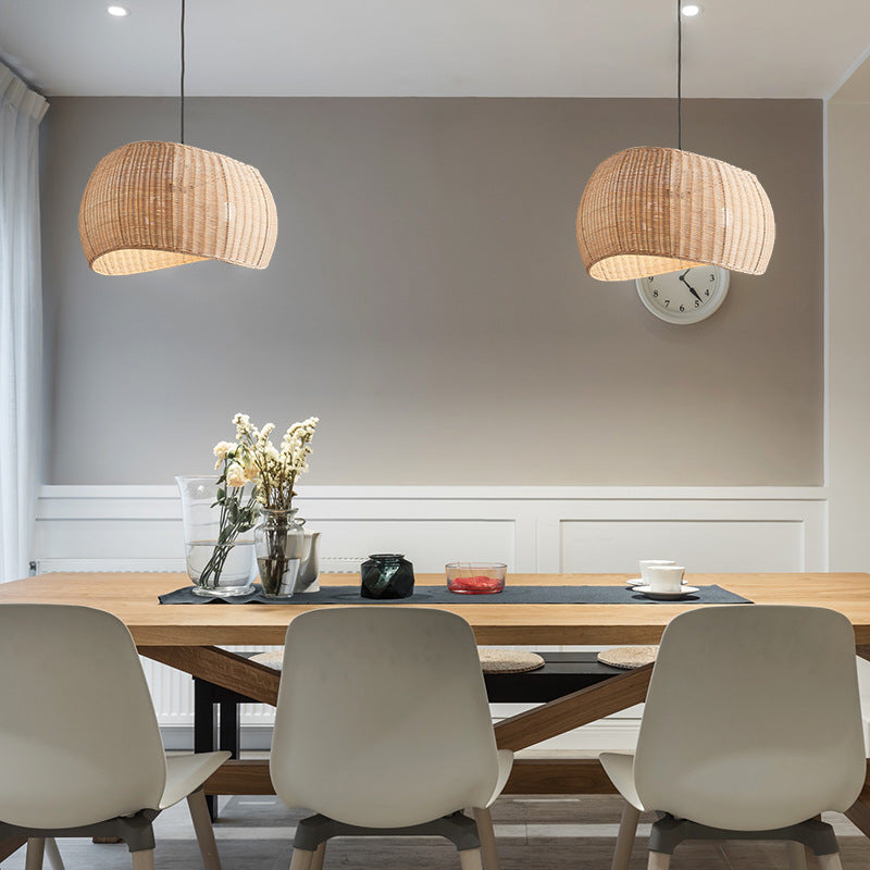 Natural Wicker Hanging Light Rattan Pendant Lampshade - Cueteks