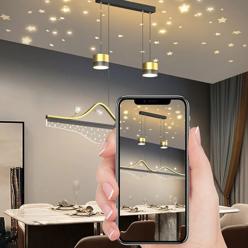 Moderne LED Kronleuchter Sternenhimmel Pendelleuchte für Esszimmer & Restaurant - Cueteks