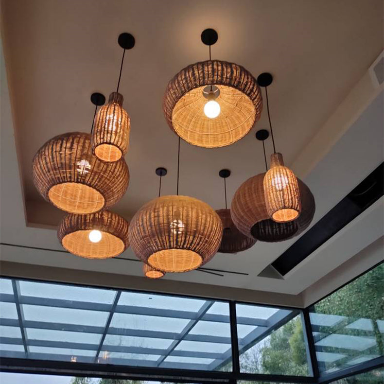 Unique Rattan Handmade Nordic Pendant Lampshades For Living Room - Cueteks