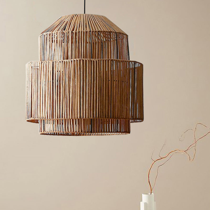 Handwoven Rattan Modern Pendant Lighting For Kitchen Island - Cueteks