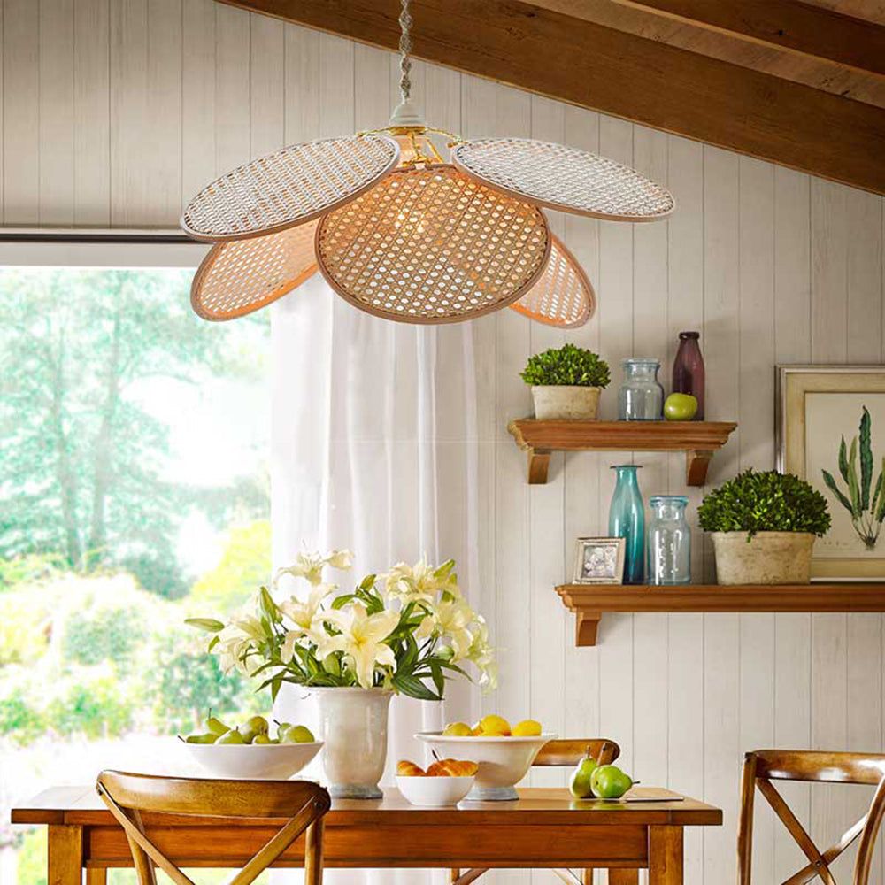 Ritta Pendelleuchte, Rattan & Weidengeflecht, S/L - Cueteks
