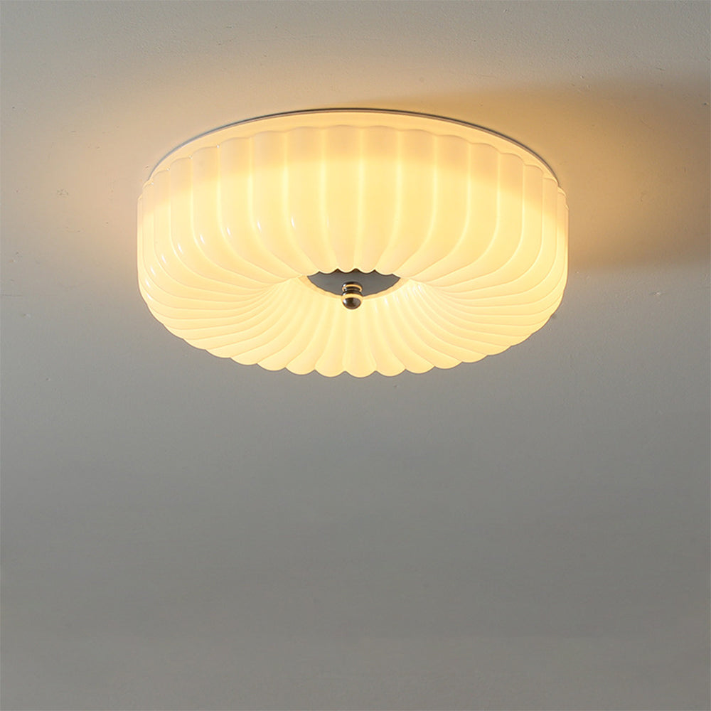 Vinatge Bauhaus Cream Glass Ceiling Light - Cueteks