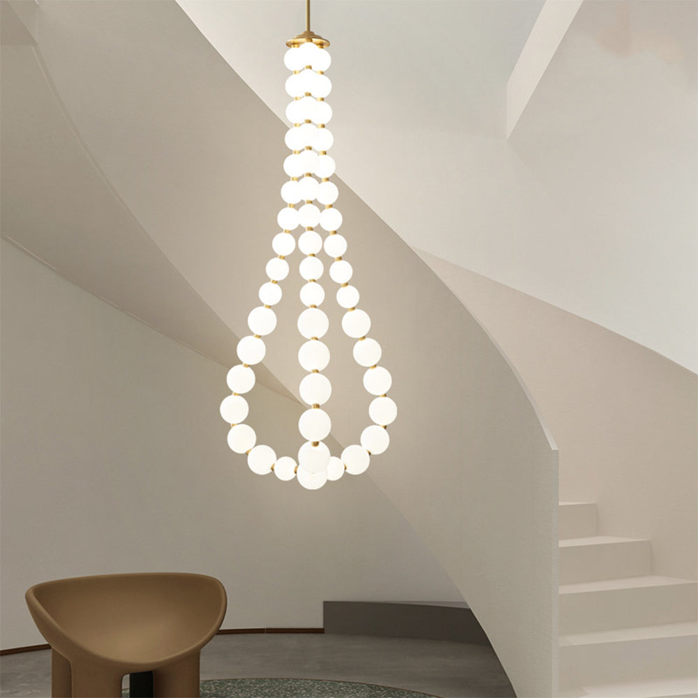 Art Deco White Bubble LED Chandelier For Staircase - Cueteks