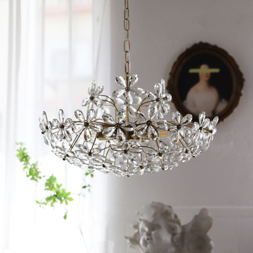 Luxury Crystal Bouquet Brass Chandeliers - Cueteks