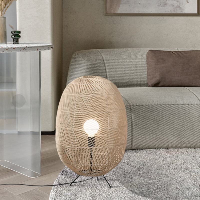 Natural Rattan Midi Floor Lamp for Living Room - Cueteks
