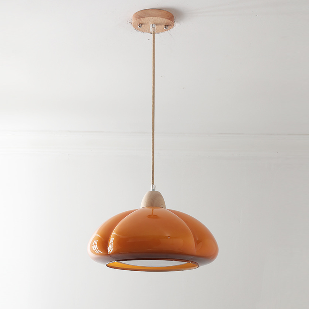 Vintage Glass Pumpkin Pendant Light - Cueteks