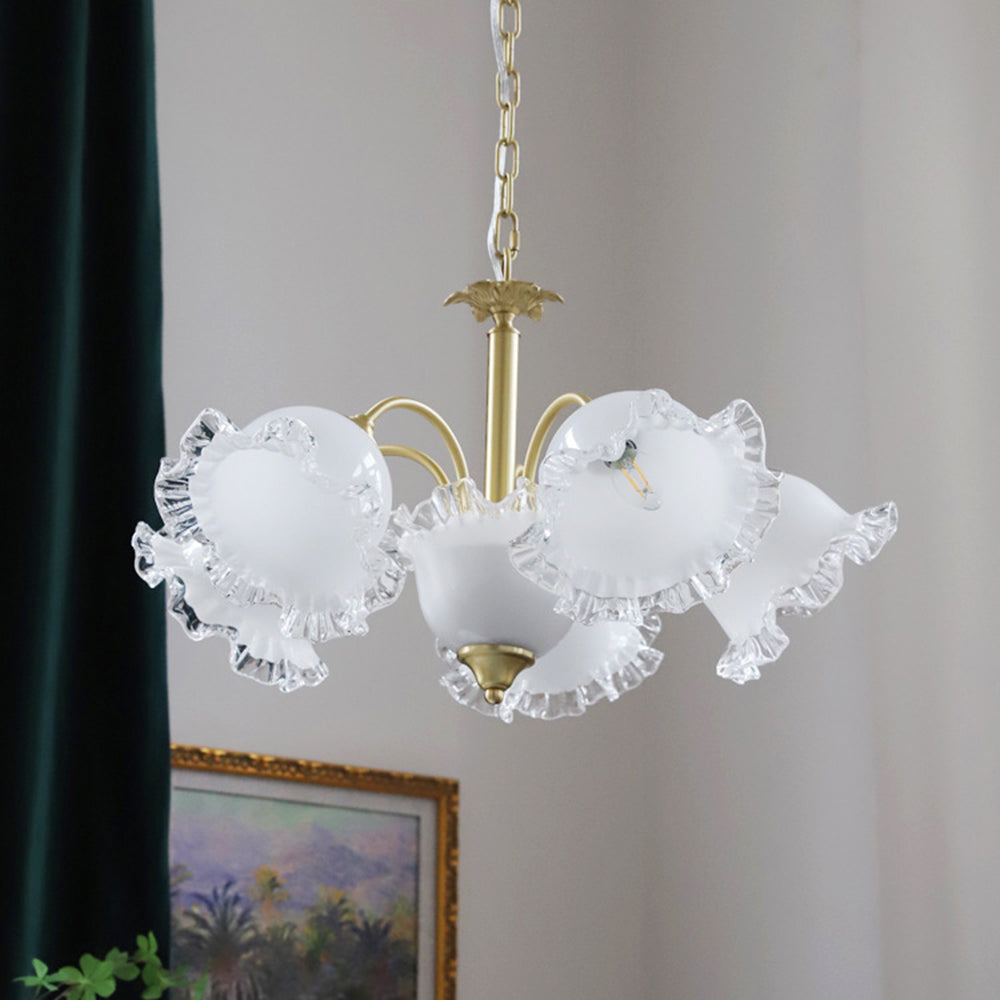 Large Flower Shape Copper Ceiling Chandelier - Cueteks