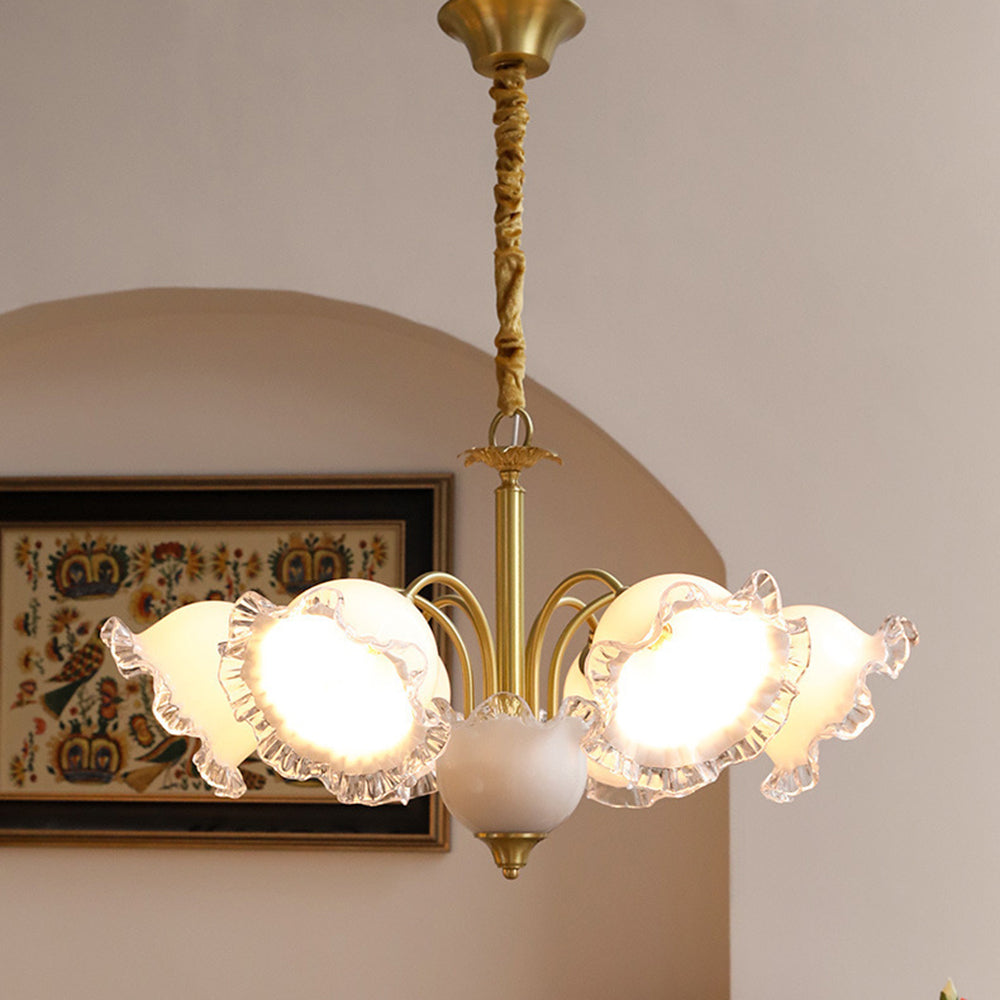 Large Flower Shape Copper Ceiling Chandelier - Cueteks