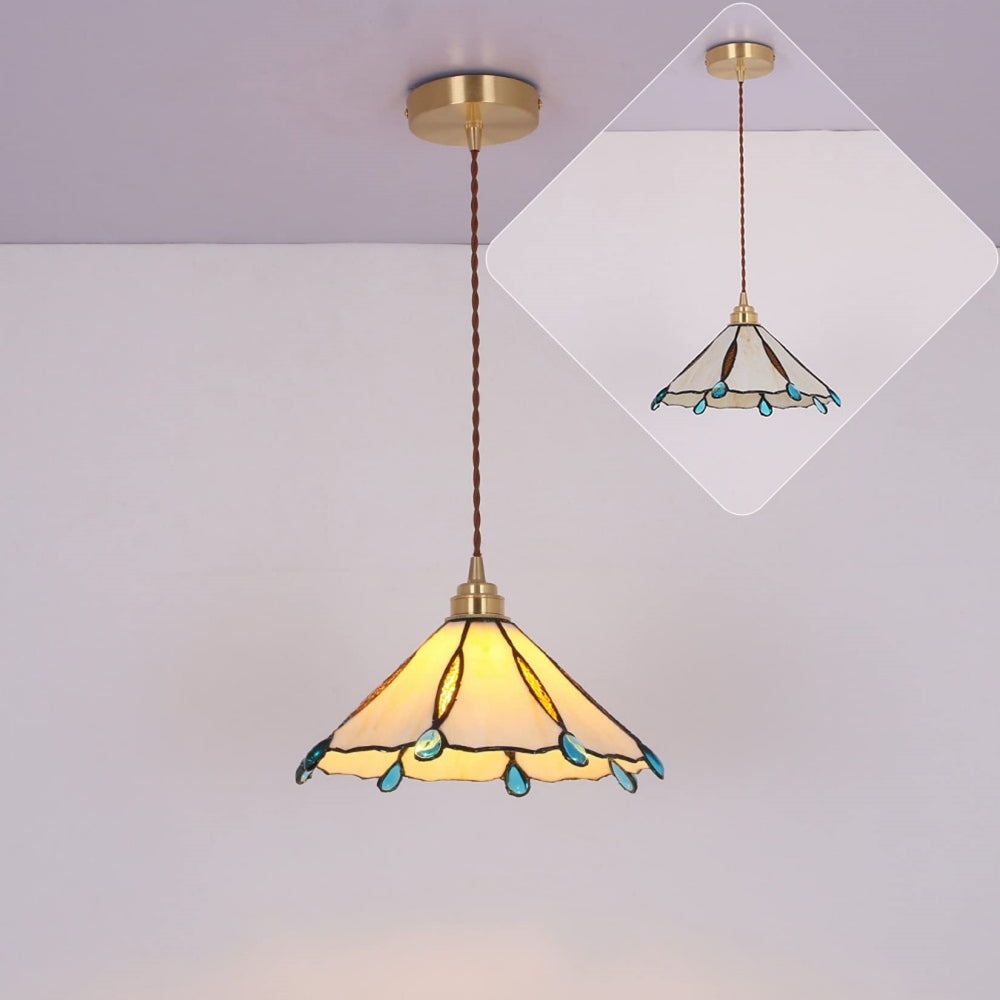 Retro Stained Glass Tiffany Pendant Light - Cueteks